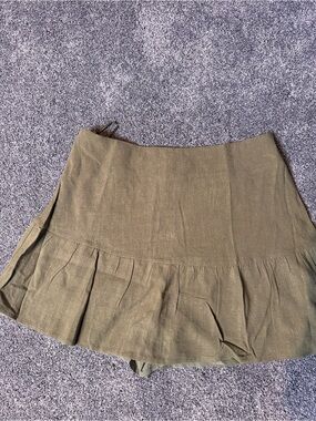 Olive Green Tiered Ruffle skirt with shorts underneath
